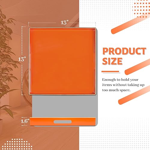 Miniatura 140 de MAONAME Bandeja decorativa, bandeja negra con asas, bandejas de mesa auxiliar, bandejas cuadradas de plástico para otomana, baño, cocina, 13 x 13 x