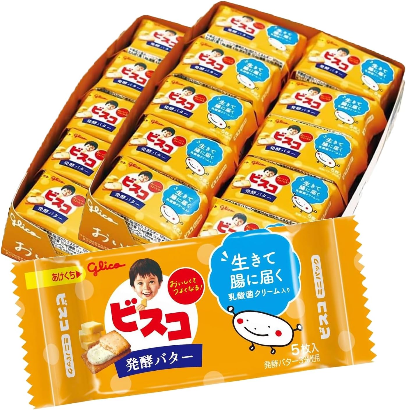【旧品】ビスコ 発酵バター ミニパック 5枚×40個 江崎グリコ 個包装 乳酸菌配合 クッキー ビスケット お菓子 おかし
