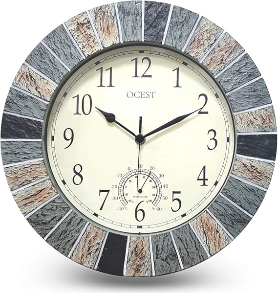 OCEST Garden Clocks Outdoor Waterproof, 13 Inch Large Retro Wall Clock