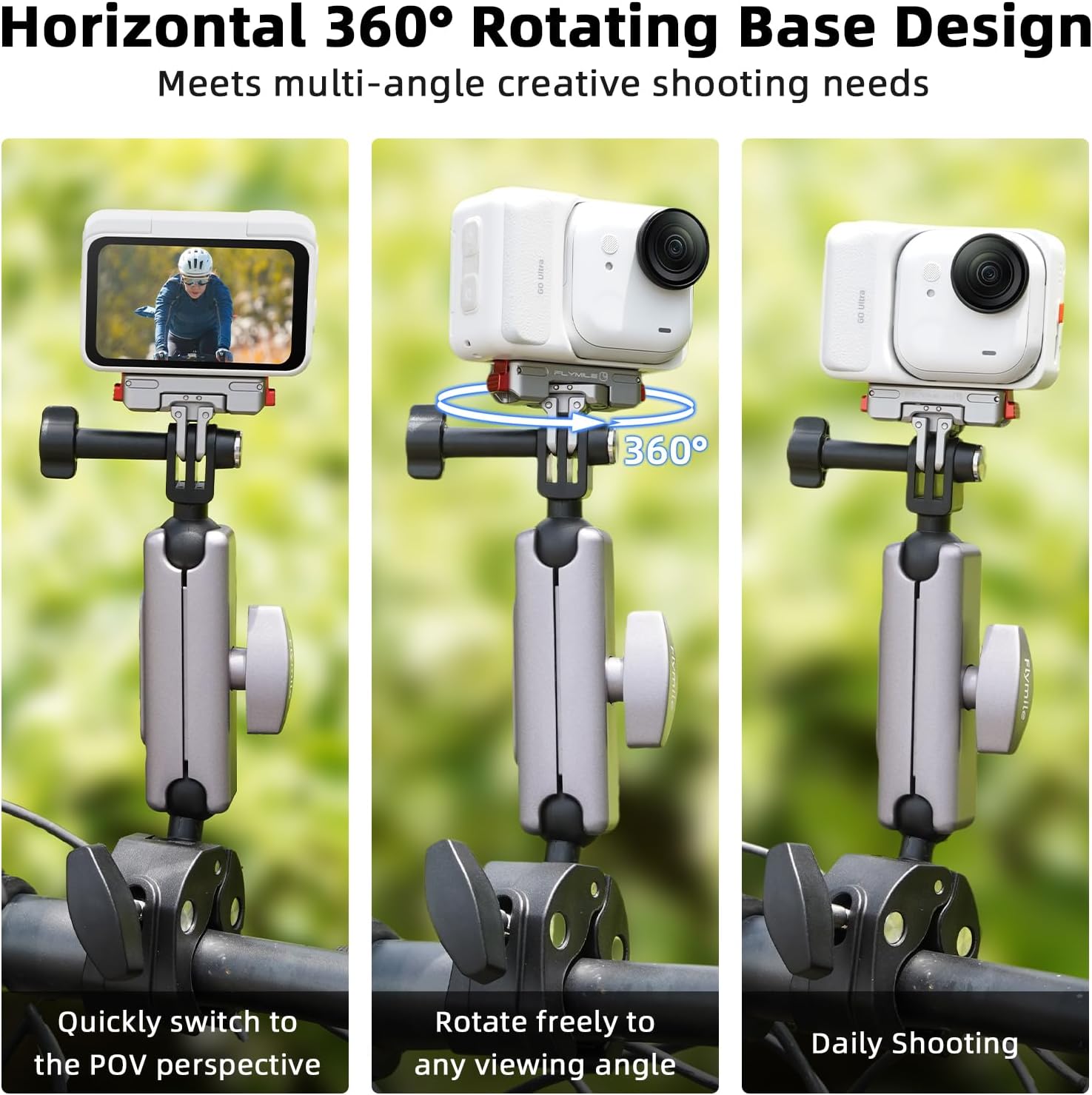 BRDRC Magnetic Quick-Release Mount for Insta360 GO Ultra, 360° Horizontal Rotation Aluminum Alloy Adapter, with 1/4 Inch Screw & Foldable Action Camera for Tripod, Selfie Stick Accessories