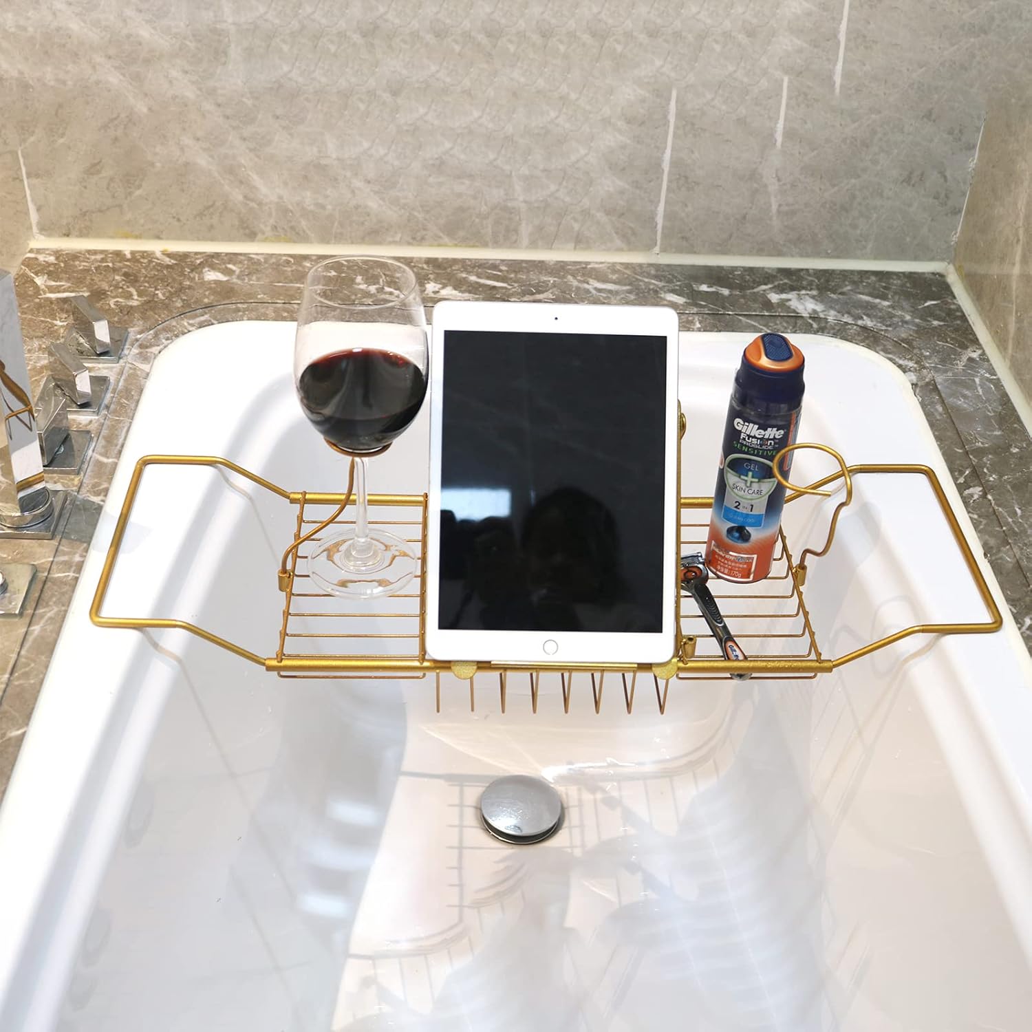BDL Stainless Steel Bathtub Caddy Tray，Over Bath Tub Table Shelf with Extending Sides，Easy Installation and Disassembly Tub Rack for Bathtub （Bronze） : Home & Kitchen