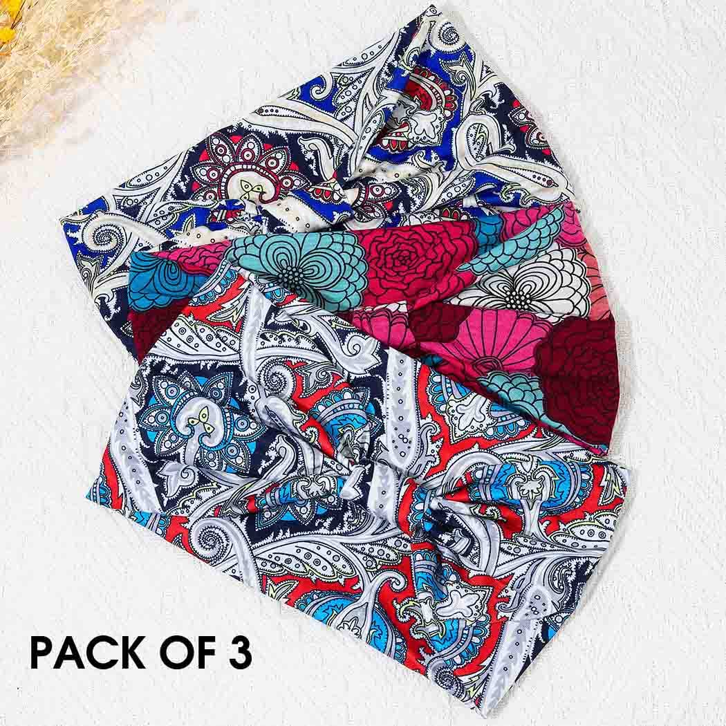 VELSCRUN 5 Fasce Per Capelli Elastiche, Larghe Alla Moda, Stile Bohème Con Nodo, Rosa E Rosse
