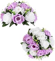 Vista 50 de BLOSMON Bolas de Flores para Bodas, Centros de Mesa de Rosas, 2 Piezas, Flores Artificiales Negras, Bolas Florales Colgantes, Decoración de Arreglos