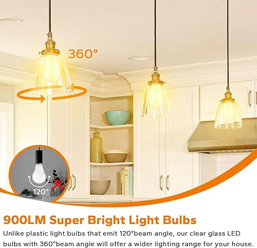 Miniatura 5 de TOBUSA Bombillas LED Edison vintage equivalentes a 60 W, bombillas LED superbrillantes de 900 lúmenes, bombillas de filamento LED antiguas ST58 de 6
