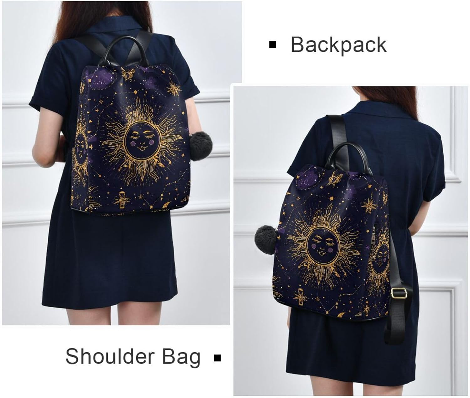 ALAZA Moon Sun Pattern Backpack Purse for Women Anti Theft Fashion Back Pack Shoulder Bag