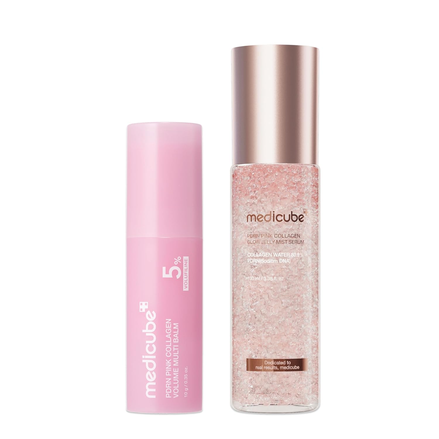 medicube PDRN On-the-Go Glow Duo: PDRN Collagen Volume Multi Balm and Jelly Mist Serum | Volufiline, NAD, Collagen for Glass Glow, Firming & Touch-Up Care Anytime Anywhere | Gifts for Women, Skincare