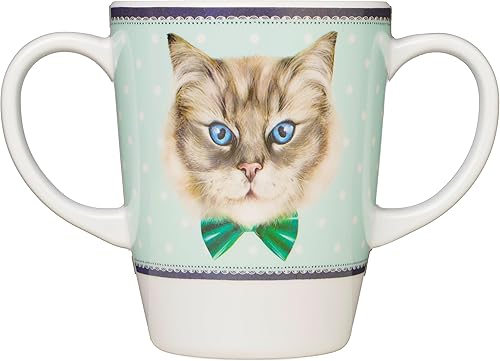 Miniatura 2 de Taza de melamina con dos asas, ligera, 4.44 oz, capacidad de 13.5 fl oz/14 onzas, taza para beber, taza para beber para adultos (gato)