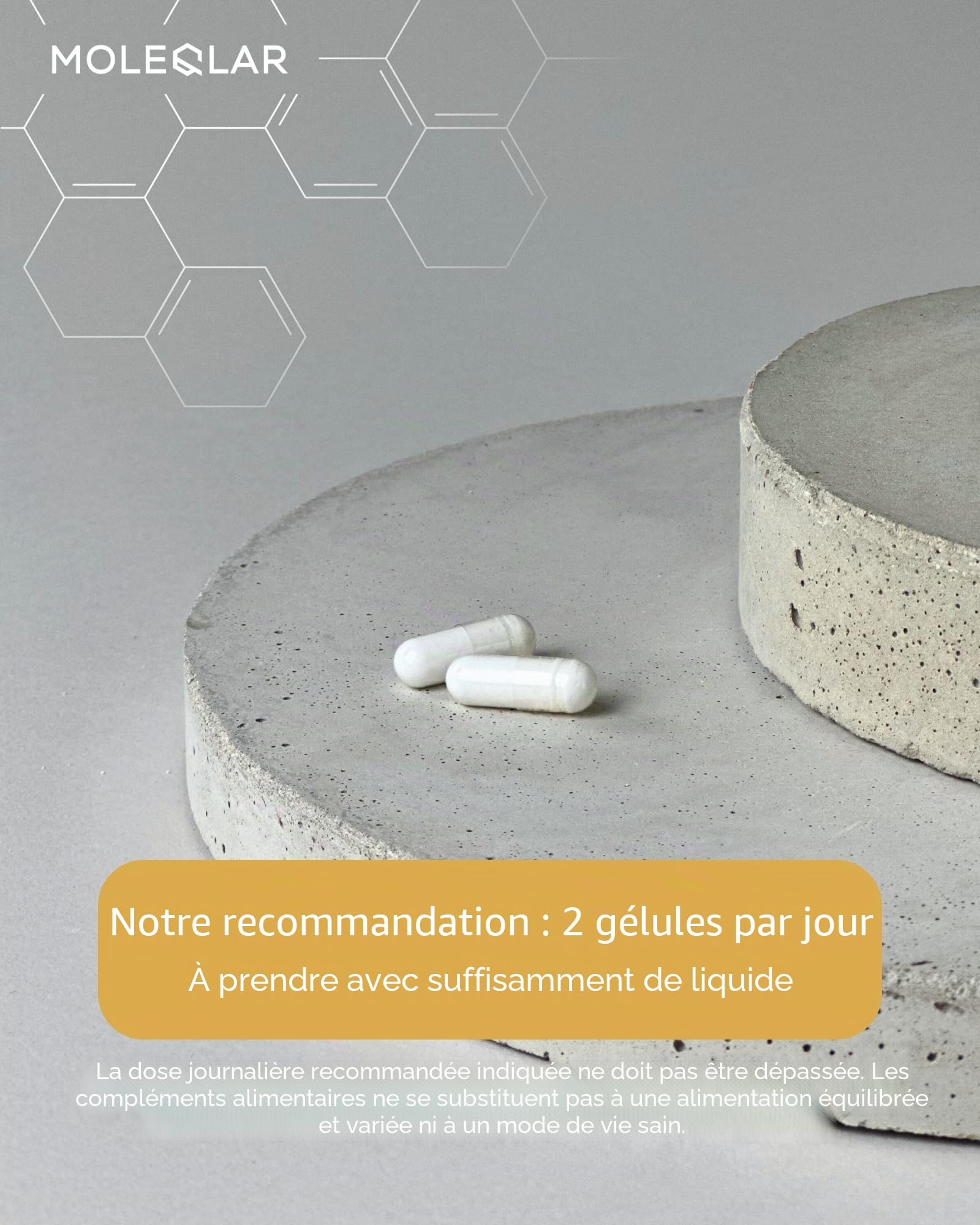 MoleQlar Bétaïne TMG 60 gélules – 500 mg triméthylglycine/capsule, haute pureté, végan, fabriqué en Europe