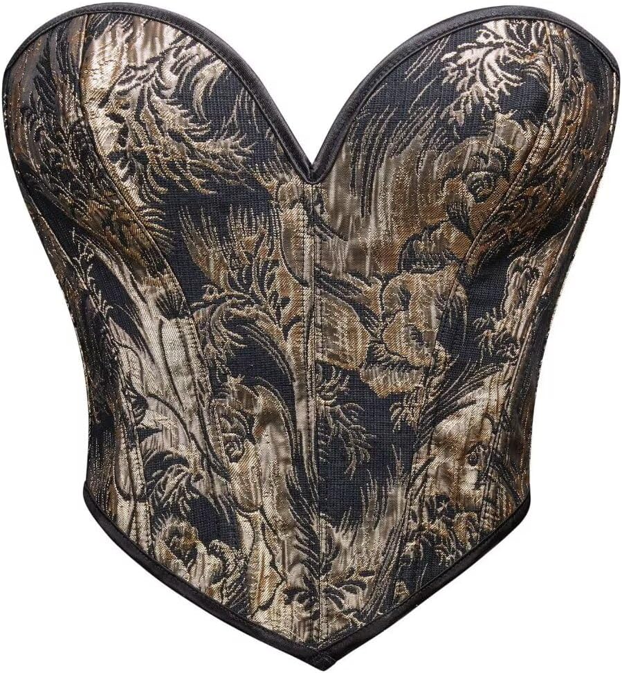 Victorian Renaissance Corset for Women Vintage Gothic Floral Print Overbust Bustier Tube Lace Up Party Crop Top