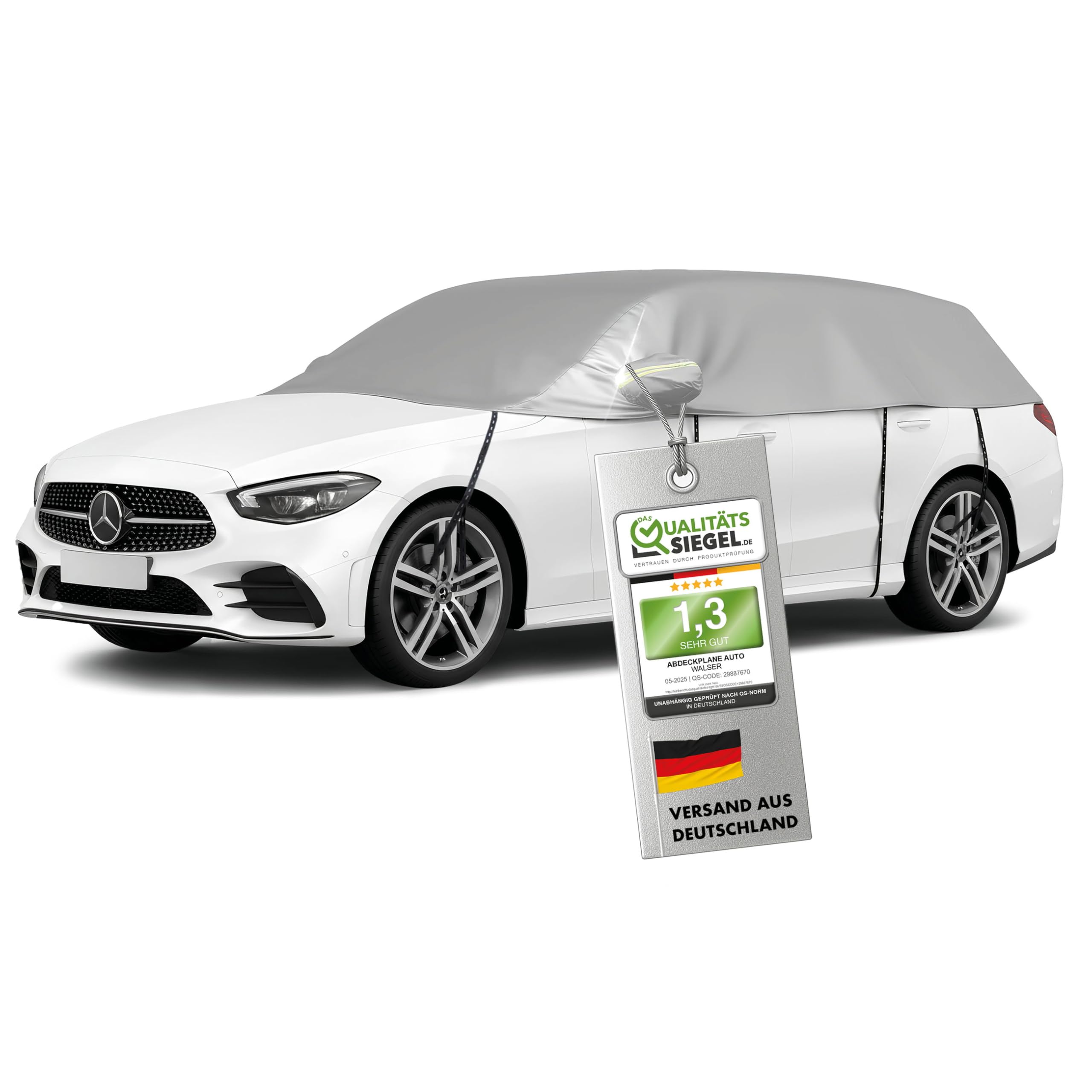 WALSER Abdeckplane Auto All Weather wasserdicht 100% wetterfest Outdoor Halbgarage Größe 5 Kombi Silber