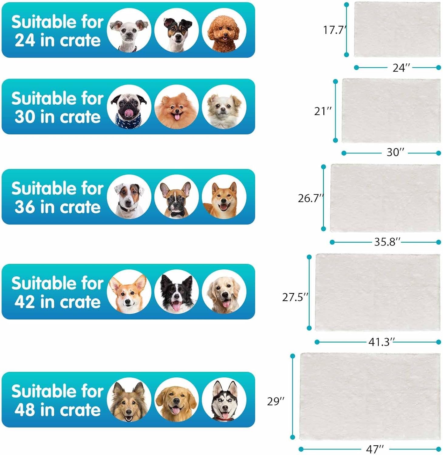 Dog Bed Mat Crate Pads for Dog Cages 24x17.7 Inch Washable Anti-Slip Dog Kennel Pad Soft Small Puppy Cage Cushion Liner, Pink