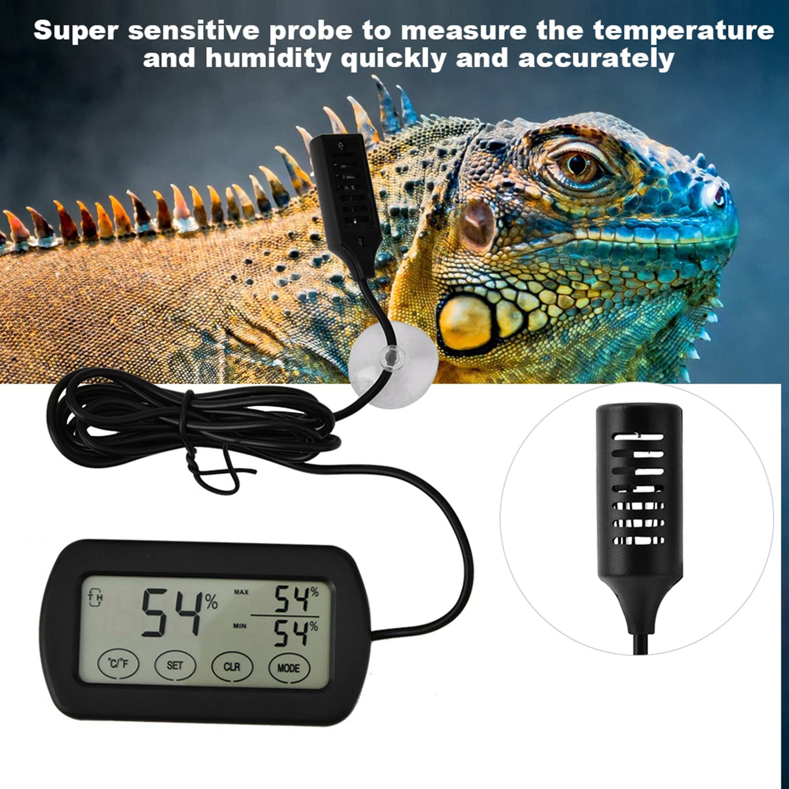 Thermomètre et hygromètre LCD pour couveuse d’œufs, moniteur numérique température humidité avec ventouse