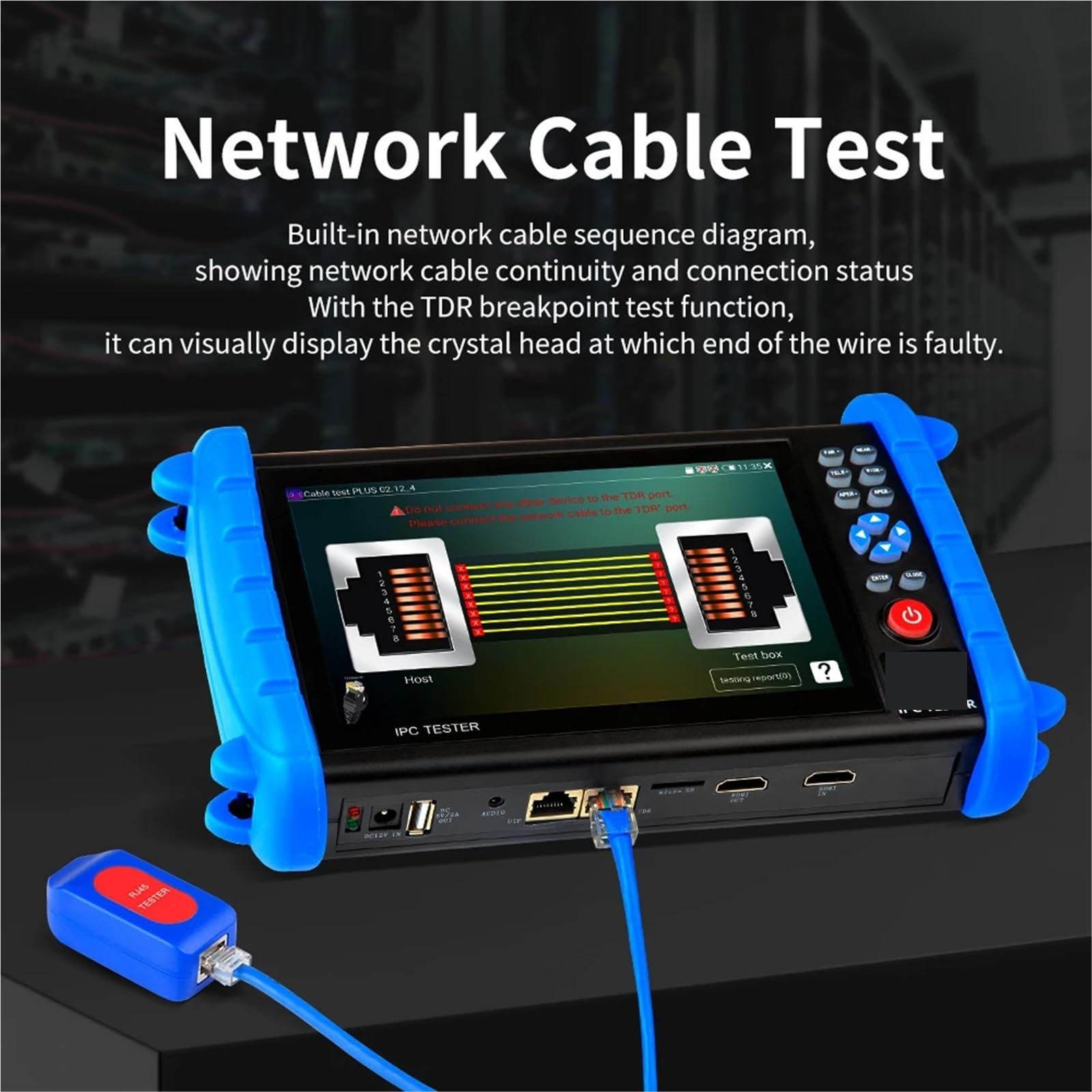 Tester kabli sieciowych, NF-722 4K 8K VGA PoE Monitor Tester Kamera IP AHD Mini 7-calowy CFTV Narzędzie do testowania kabli IPC722 ATCHS