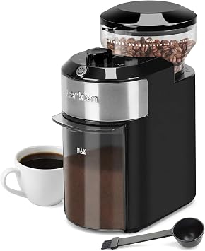 Coffee Grinder - Lonkion Electric Burr Coffee Grinder with 28 Grind Settings - Anti-Static Coffee Bean Grinder for Espresso, Drip, French Press - 2-12 Cup Adjustable - Stainless Steel - Gloss Black