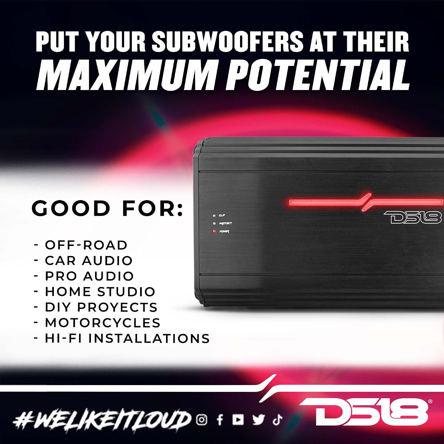 DS18 Vehicle Mono Subwoofer Amplifiers Black, Negro - (Renewed)
