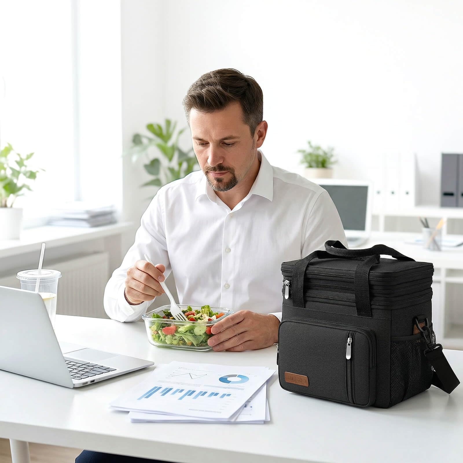 MIYCOO Borsa Termica 15 Litri Doppio Scomparto Pranzo Grande per Alimenti Caldi e Freddi
