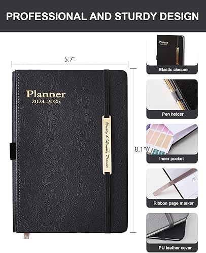 Miniatura 4 de Agenda semanal y mensual 2024, 18 meses (enero de 2024 a junio de 2025), agenda académica de 5.7 x 8.1 pulgadas, agenda diaria 2024-2025 con soporte