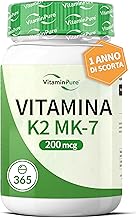 Vitamin K2 MK7 200 mcg For Single Tablet - Dietary Supplement Vit K2 MK-7 All Trans Menaquinone - VitaminPure