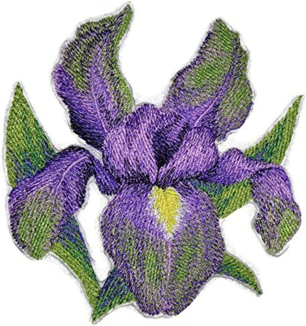 BeyondVision Custom and Unique Water Color Blooms and Butterflies [Watercolor Iris Bloom] Embroidered Iron on/Sew Patch [5.2" * 4.81"] [Made in USA]