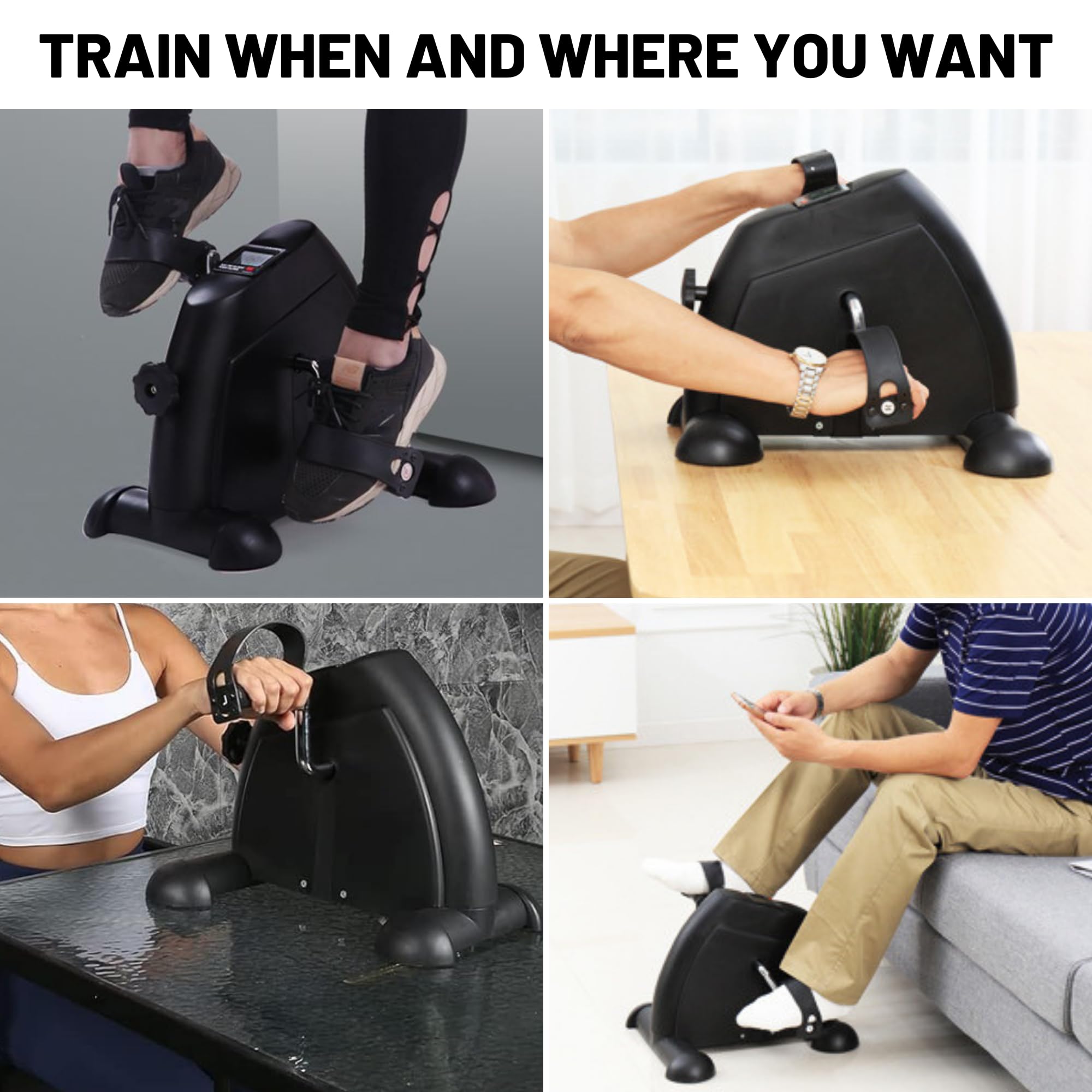Pédalier d'Exercice, Mini Vélo d'Appartement, Pédalier Pliable, Pedalier D'Appartement, Vélo Elliptique pour Seniors et Adultes avec Écran, Résistance Réglable. Exercice à la Maison, au Bureau