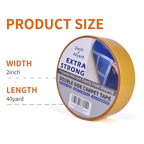 Miniatura 6 de TAPEBEAR Cinta de alfombra de doble cara de alta resistencia, cinta de alfombra para alfombra, madera, piso, cinta de alfombra sin residuos, cinta