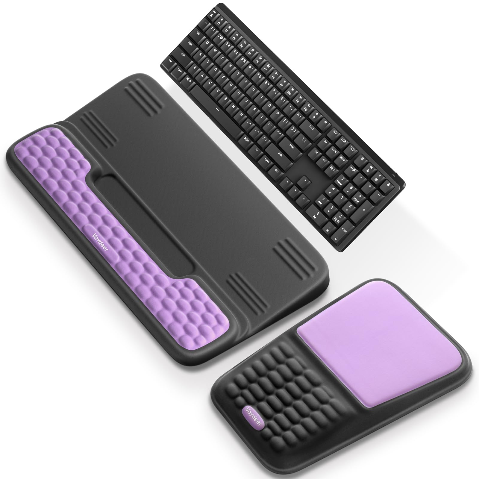 VAYDEER Set rehausseur de clavier et repose-poignet, Violet et noir