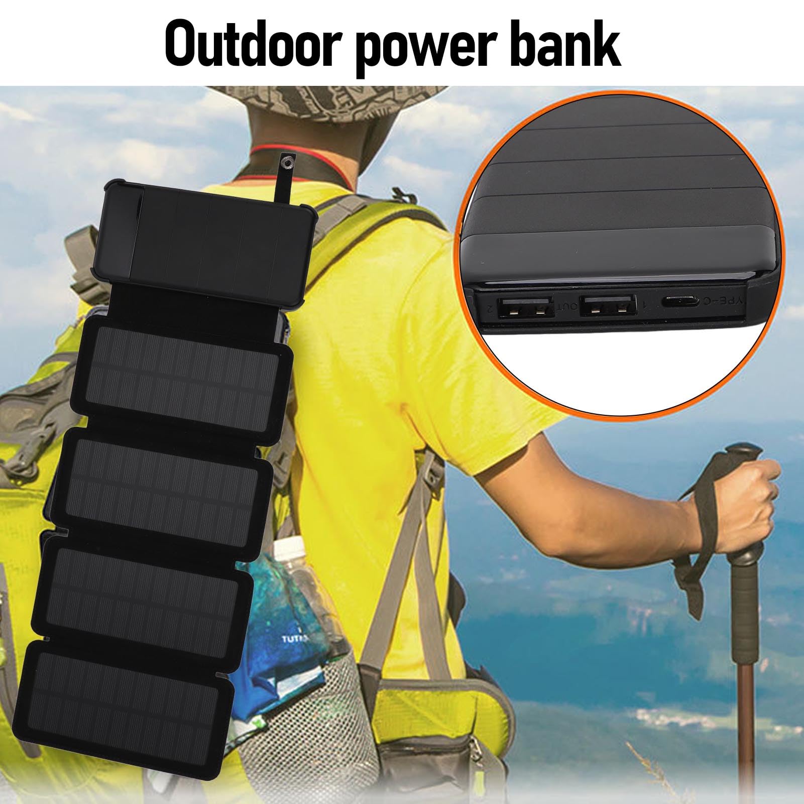 EMUKOEP Power Bank Compatto da 10000 MAh con Pannello Solare per Situazioni di Emergenza su Tablet e Telefono
