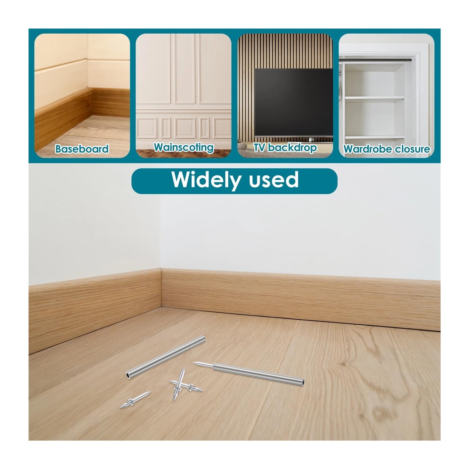 400/100pcs Double-Head Invisible Nails Wood Nail Fastener Skirting Thread Seamless Metal Line Without Marks(400PCS)