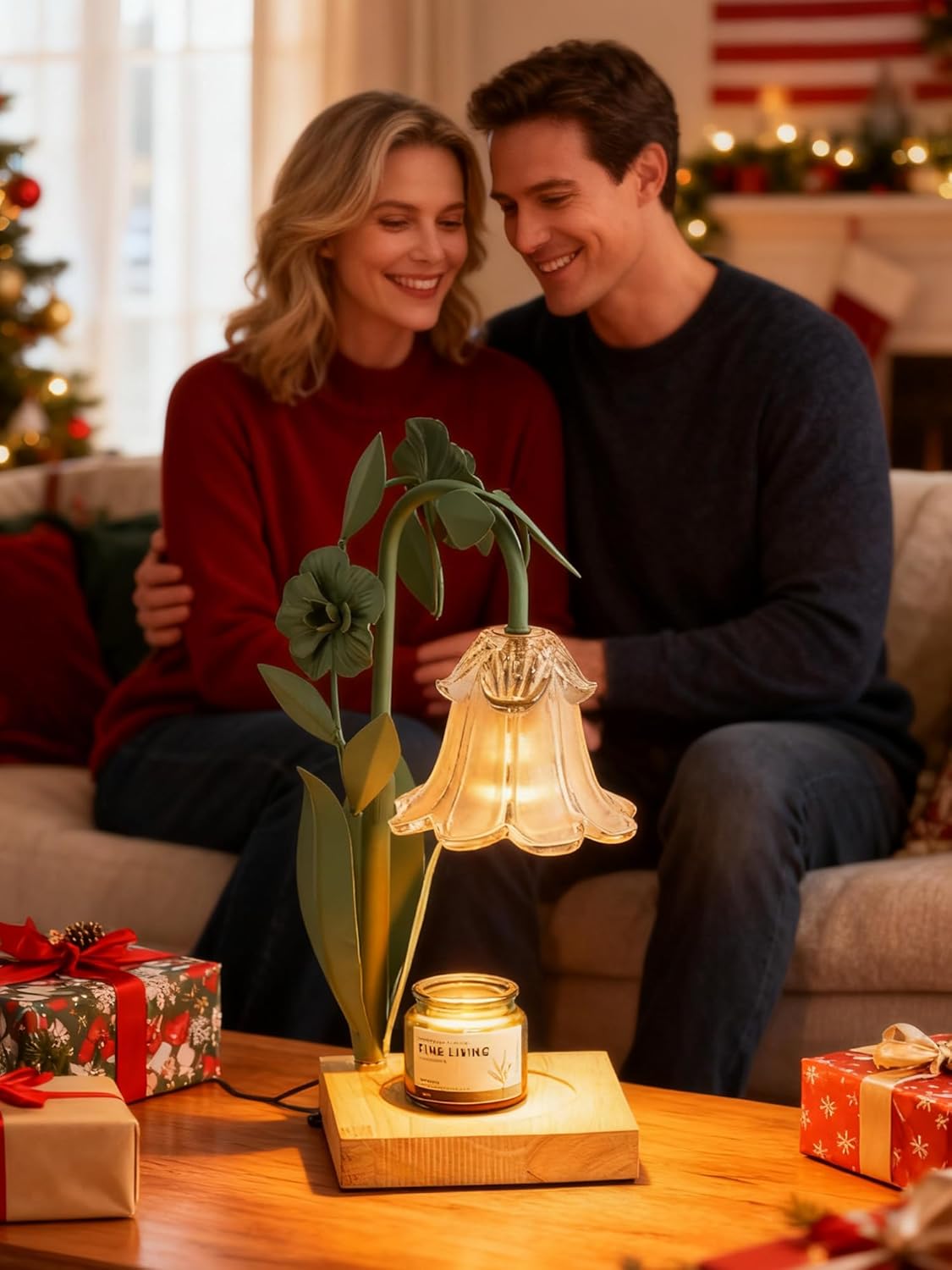 Flower Candle Warmer Lamp with Timer, Dimmable Candle Lamp Warmer, AdjustableHeight Candle Warmer for All Jar Candles, Bedroom Living Room Home Decor Valentines Day Birthday Gifts for Women Mom Sister