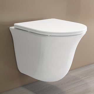 Plantex Ceramic Wall Hung Commode for Toilet/Rimless Washdown Western Commode/Commode with Soft Closing Toilet Seat - P Tr... Price In India