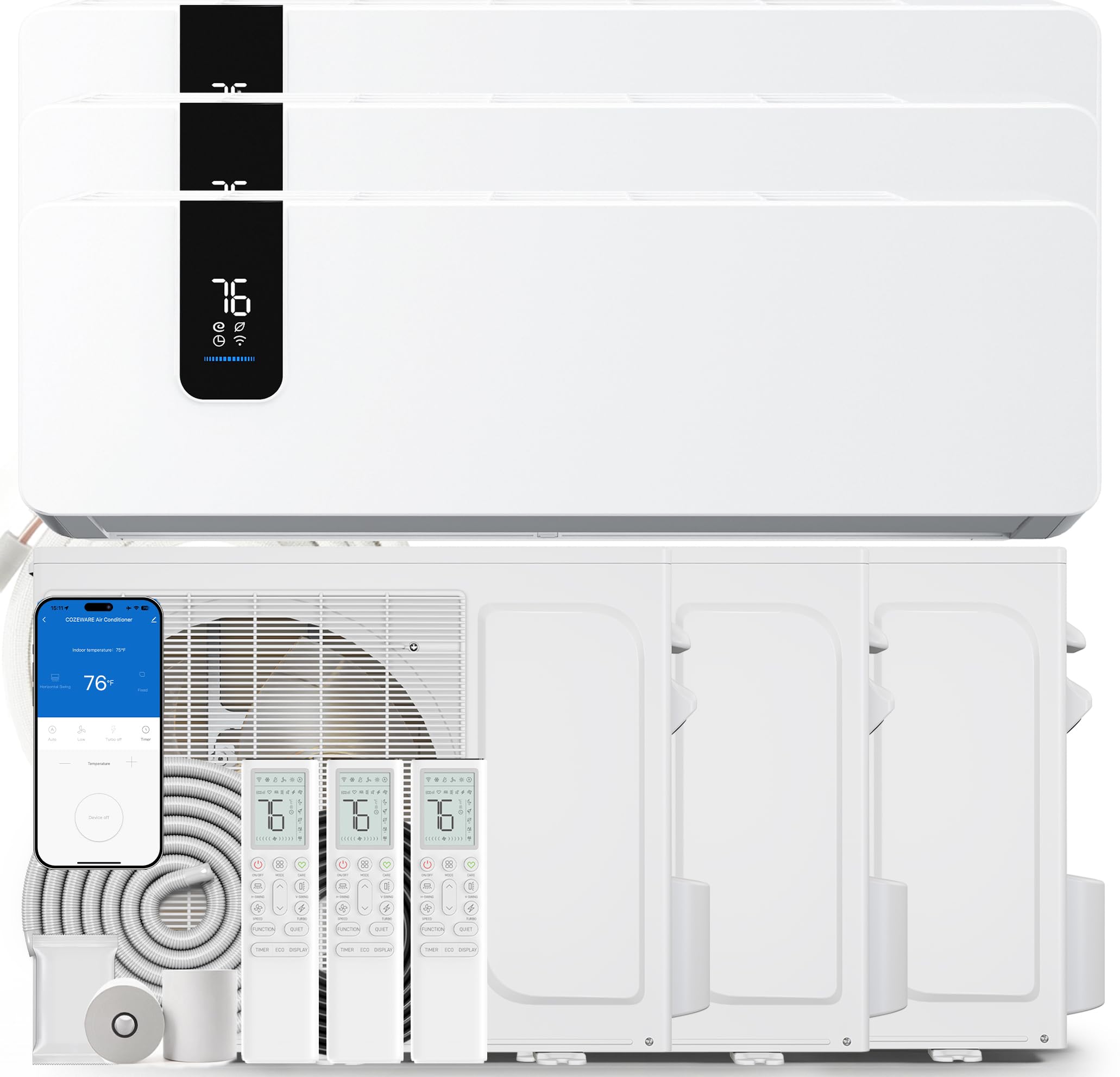 YITAHOME 36000 BTU Mini Split AC/Heating System 20 SEER2 12000 BTU*3 Set