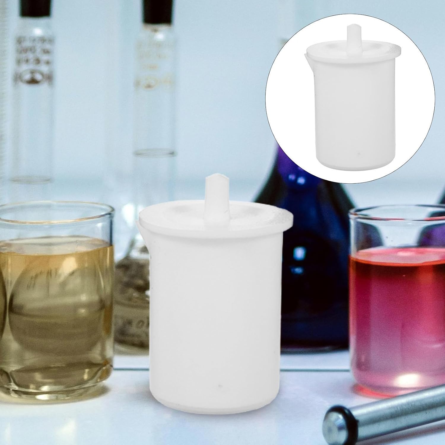 Ptfe Chemistry Beaker Mug 30ml White Measuring Beaker Lightweight and Withstand Temperature for Chemistry Lab Science Experiments