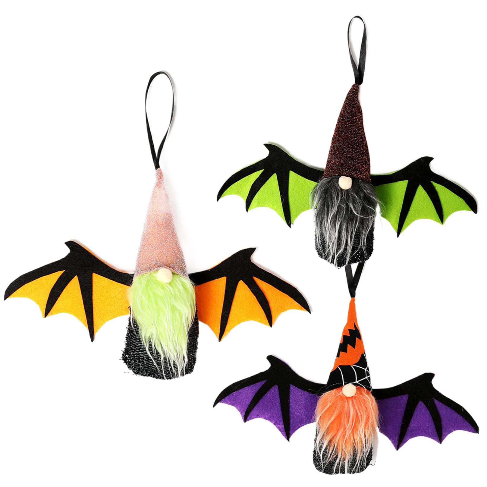Pesoncarl Halloween Gnomes, 3PCS Funny Gnomes Plush with Bat Wing, Hanging Halloween Plush, Decorations for Home Party Table, Creepy