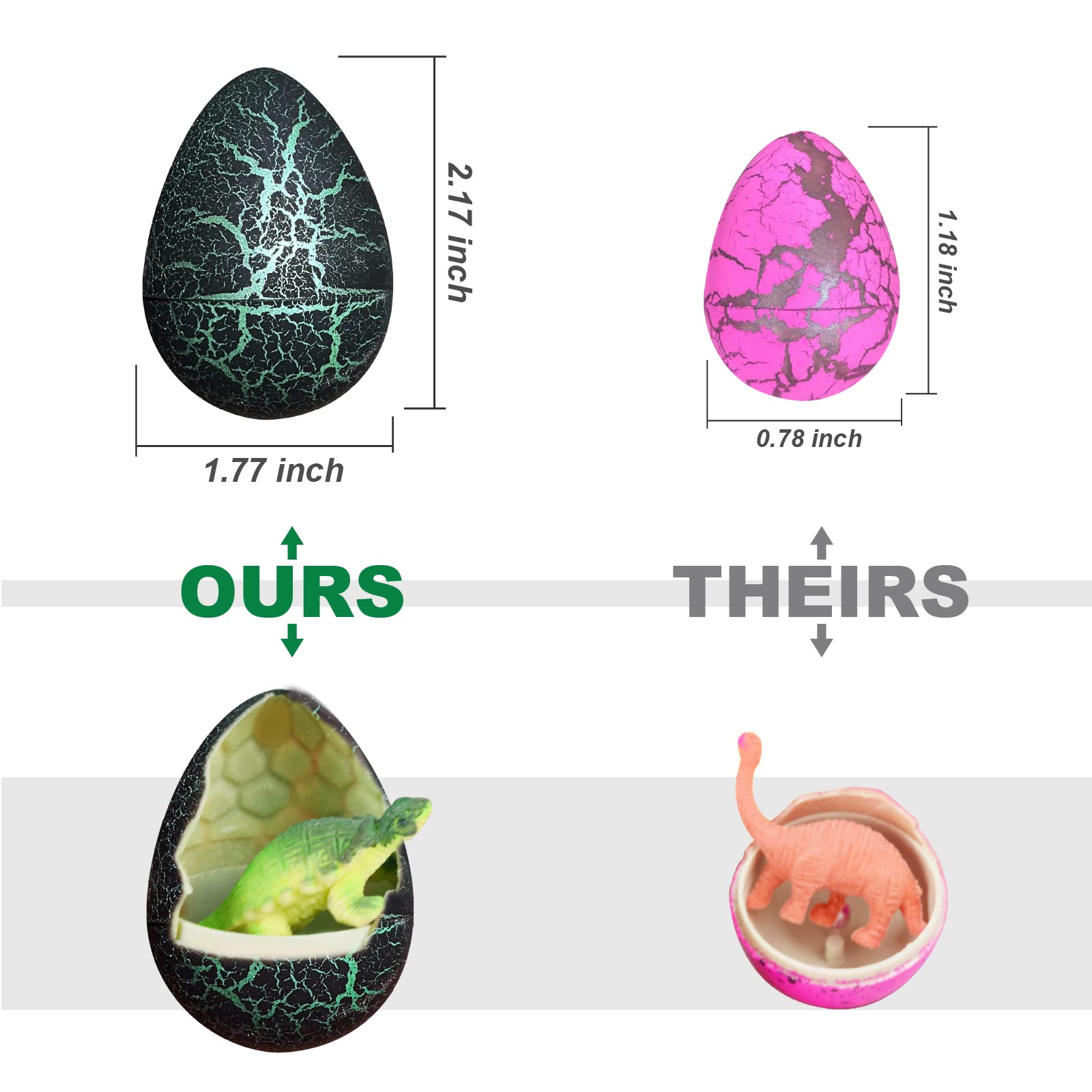 Paquete de 24 huevos de dinosaurio para incubar huevos de dinosaurio que crecen en grietas de agua con colores surtidos para cestas de caza de juguetes de caza, regalos de cumpleaños y Pascua, 4