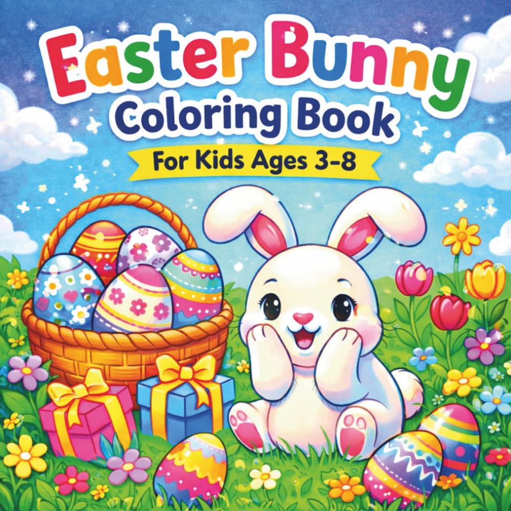 Easter Bunny Coloring Book For Kids Ages 3–8: simple and cute easter bunny coloring book with easter eggs, relaxing and fun holiday coloring pages for kids
