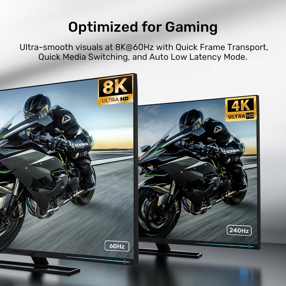 UNITEK 8K Örgülü Naylon HDMI Kablosu, 1M, Yüksek Hızlı, 8K@60Hz Çözünürlük Desteği, ARC Uyumlu, Evrensel Cihaz Desteği