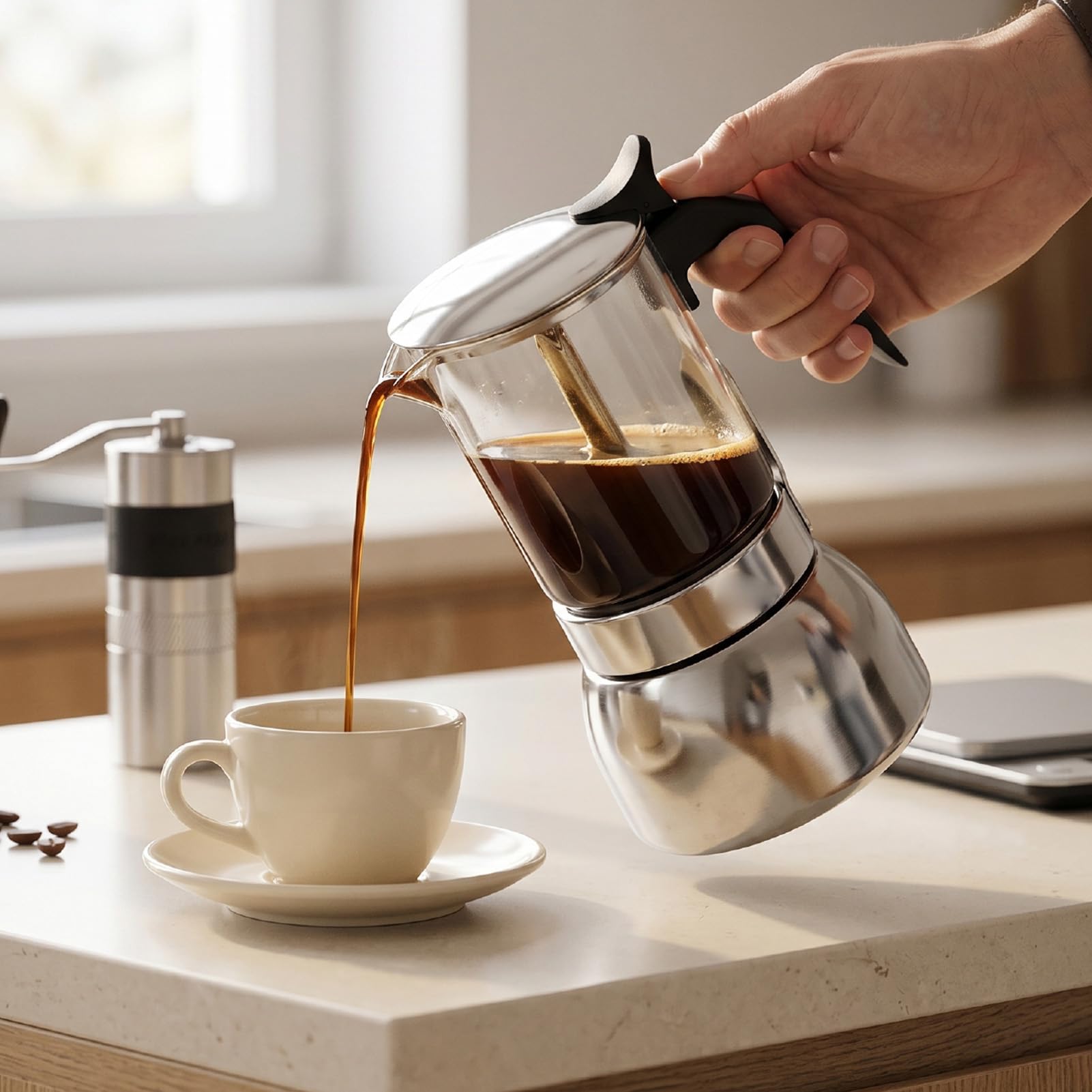 ciciglow Ekspres do Kawy na kuchenkę 450ml, Szklany Dzbanek, do Zaparzania