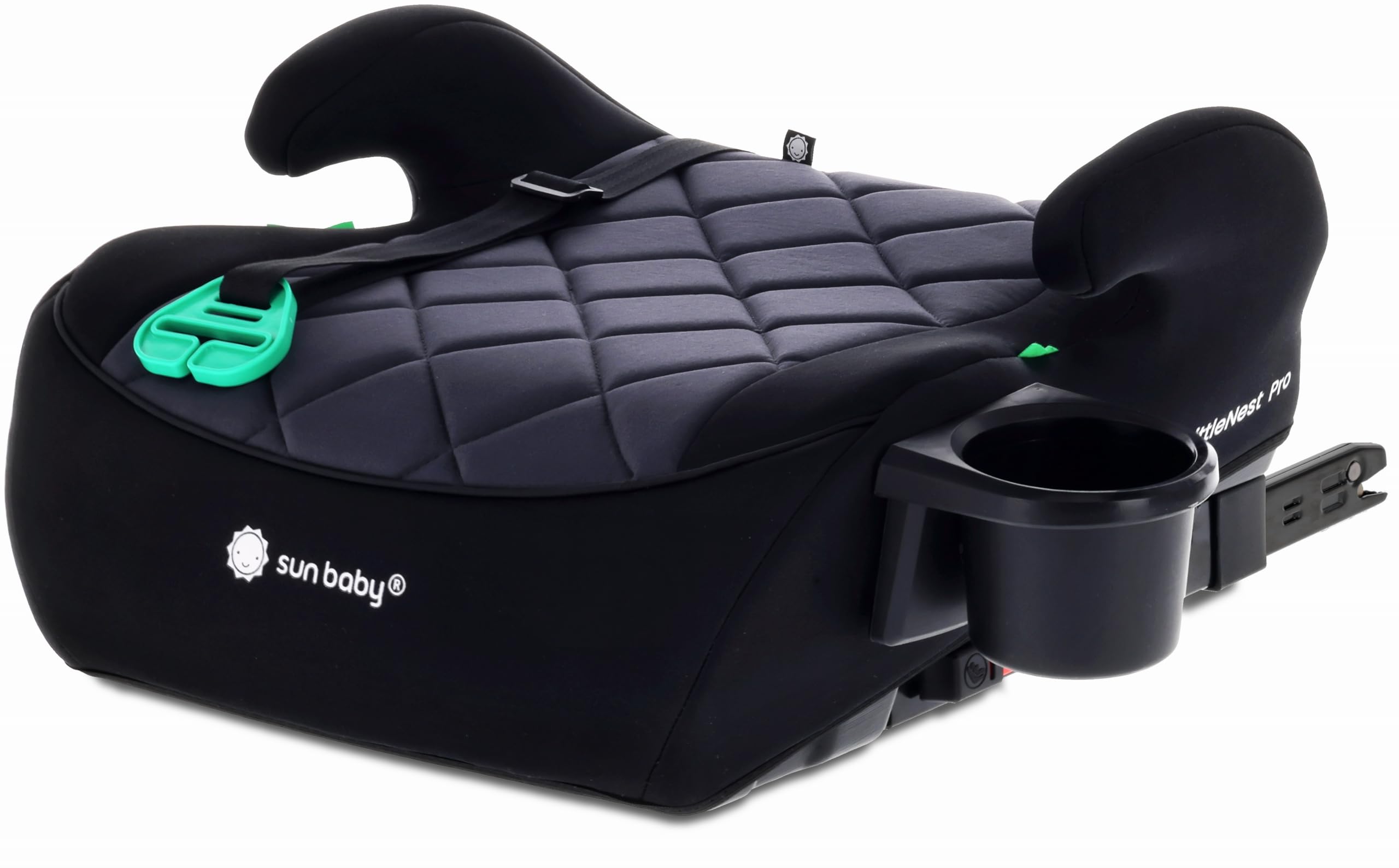 SUN BABY LITTLENEST PRO Elevador Coche ISOFIX 125–150 cm - Negro | i-Size R129, portavasos, asiento acolchado infantil
