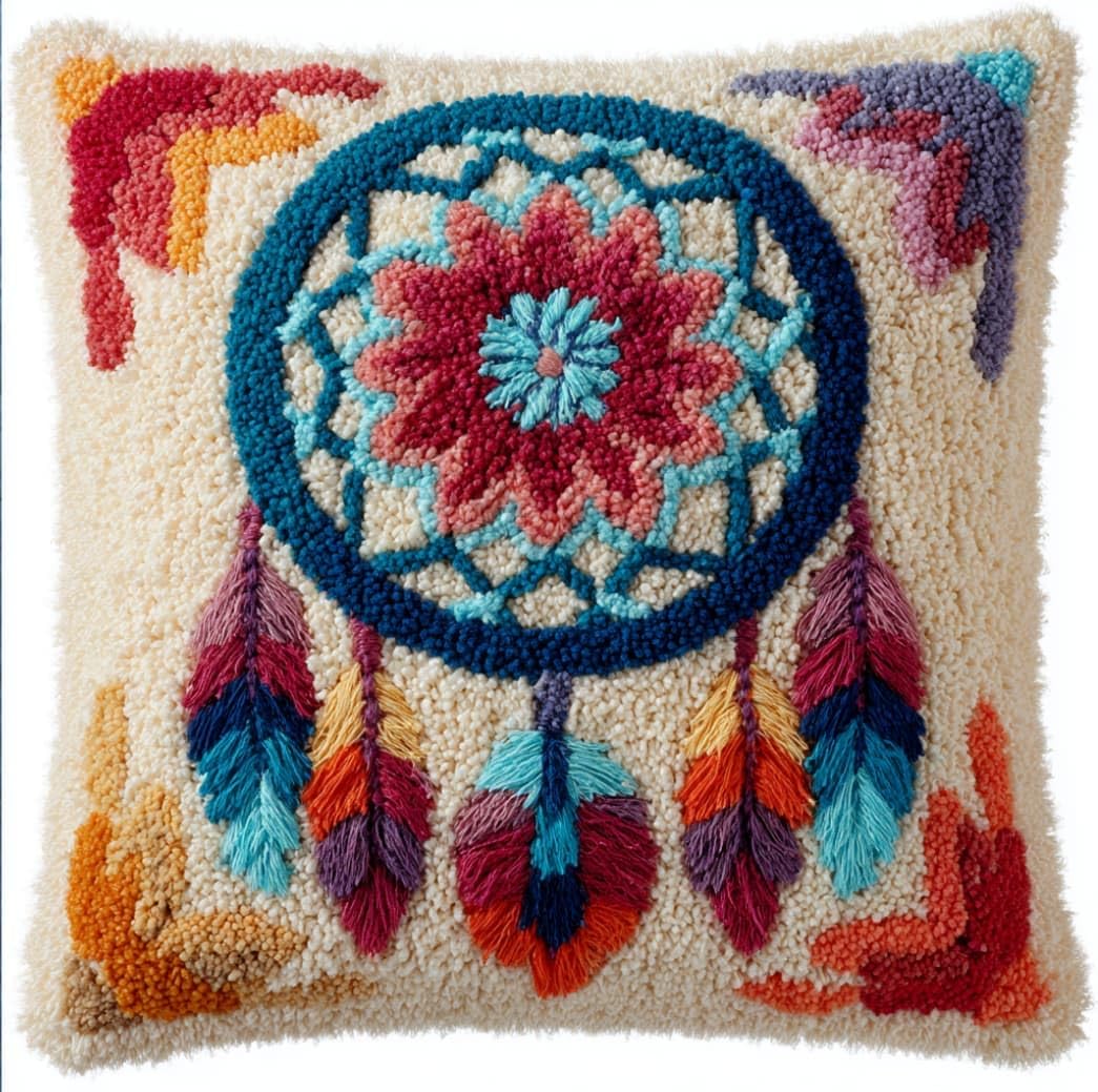 Taxpy DIY Latch Hook Pillow Kit Pre-Printed Hook and Latch Rug Kits Butterfly 17X17 Inch.Cross-Stitch Embroidery Cushion Cover for Home Sofa Decoration