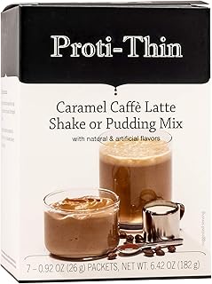 Proti-Thin High Protein Caramel Cafe Latte Shake Mix, Aspartame-Free, Gluten-Free, 1 Pack of 7 Servings