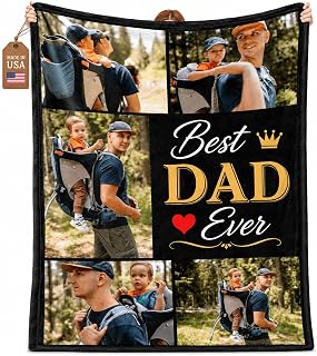 Bemaystar Personalized Father's Day Blanket for Dad – Custom Photo Blanket with Pictures, Soft Flannel Father s Day Gifts from Daughter, Son or Wife, Birthday Who Wants Nothing, Made in USA