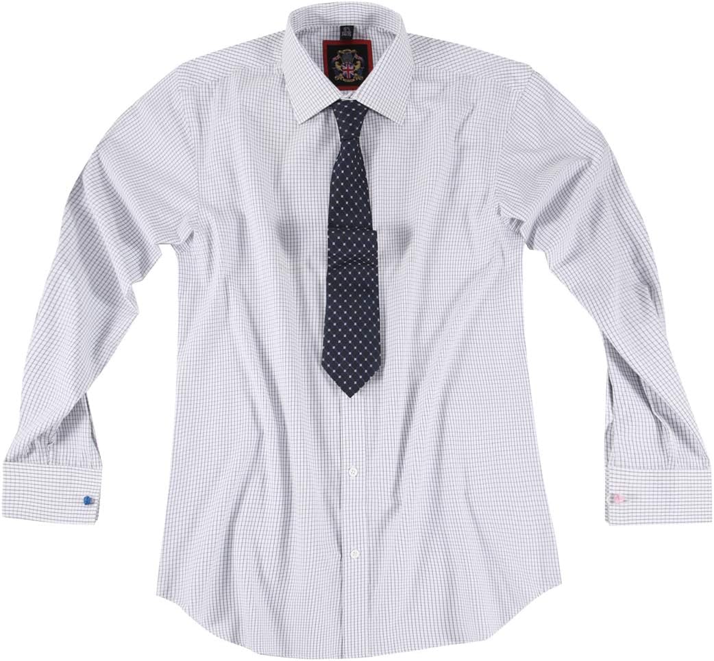 Mens Formal Dress Shirts for Office Business, Wedding Suit & Casual Leisure. Long Sleeve Style in Single or Double Cuff. Janeo British Apparel The Hampton Check Shirt.