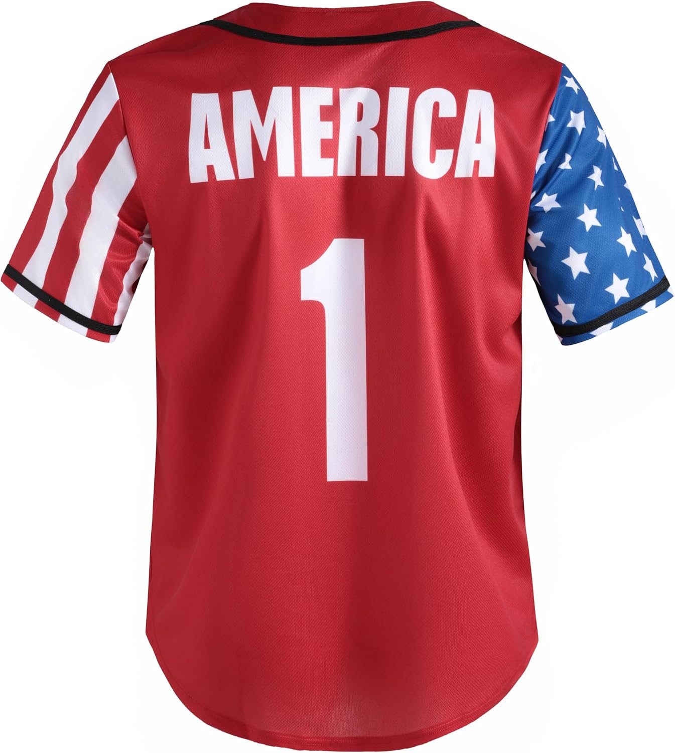 Vivimeng American Flag Shirt USA Baseball Jersey for Men 4th of July USA Shirt Men Short Sleeve Button Jersey