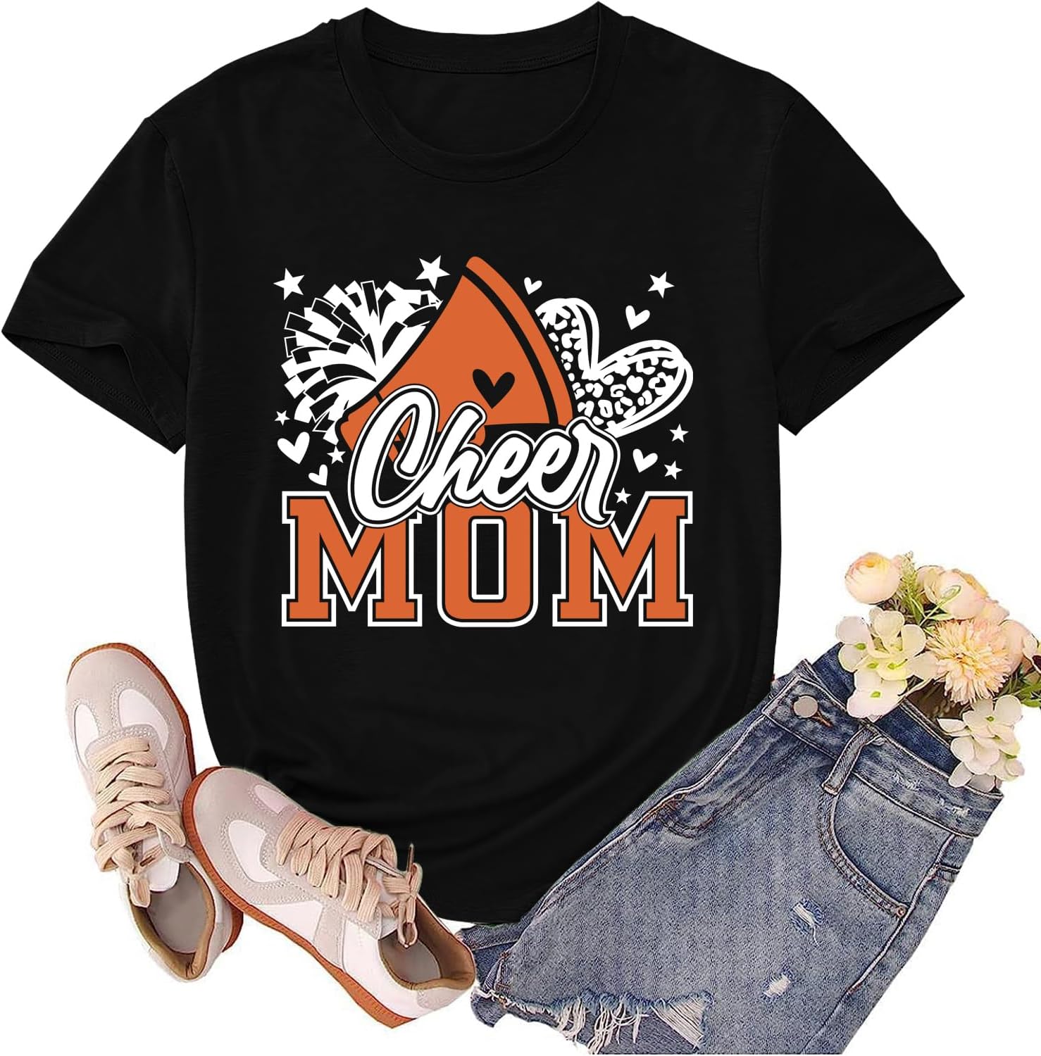 Womens Cheer Mom Shirt Mom Life Tshirt Game Day Shirts Mama Cheer Leader Tee Tops