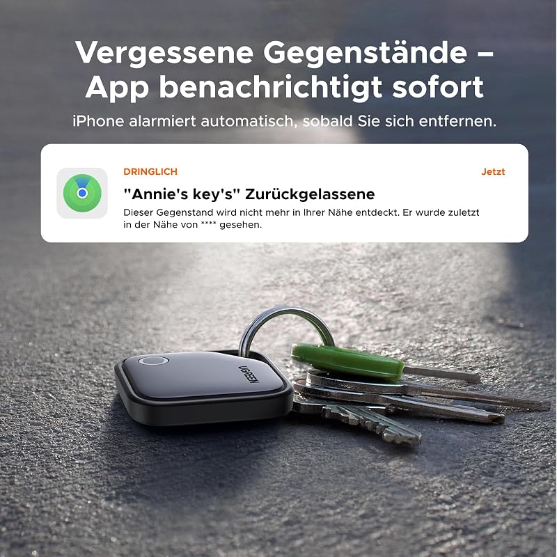Localizator GPS UGREEN FineTrack compatibil cu Apple Find My, pentru chei, bagaje sau pașaport, cu baterie înlocuibilă, durată de viață 24 de luni, 4 bucăți