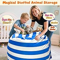 Vista 85 de Lukeight - Puf de almacenamiento de animales de peluche para niños, funda para puf de dinosaurio con cremallera para organizar la habitación