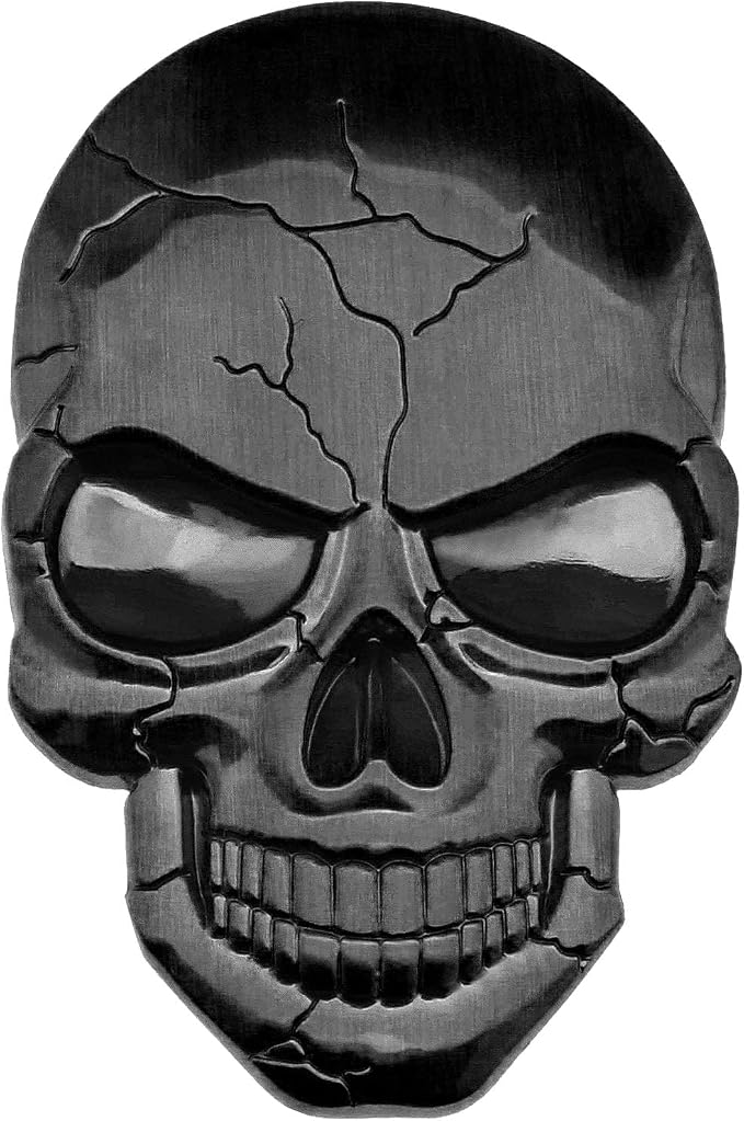 3D Metal Decal Skull Punisher Vehicle Sticker Waterproof Decoration Logo Cranium Emblem Badge Decal for Car Truck Motorcycle Refrigerator Computer Door Titanium Black