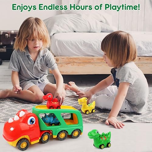 Miniatura 6 de Nicmore Juguetes para niños pequeños, camión de dinosaurios para niños juguetes para niños de 2, 3, 4, 5 años, juguete de dinosaurio para niños de 3