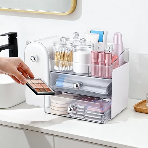 Miniatura 6 de Organizador de Maquillaje, Organizador de Tocador con Soporte para Cepillos de Maquillaje, Organizadores Grandes para Cuidado de la Piel y