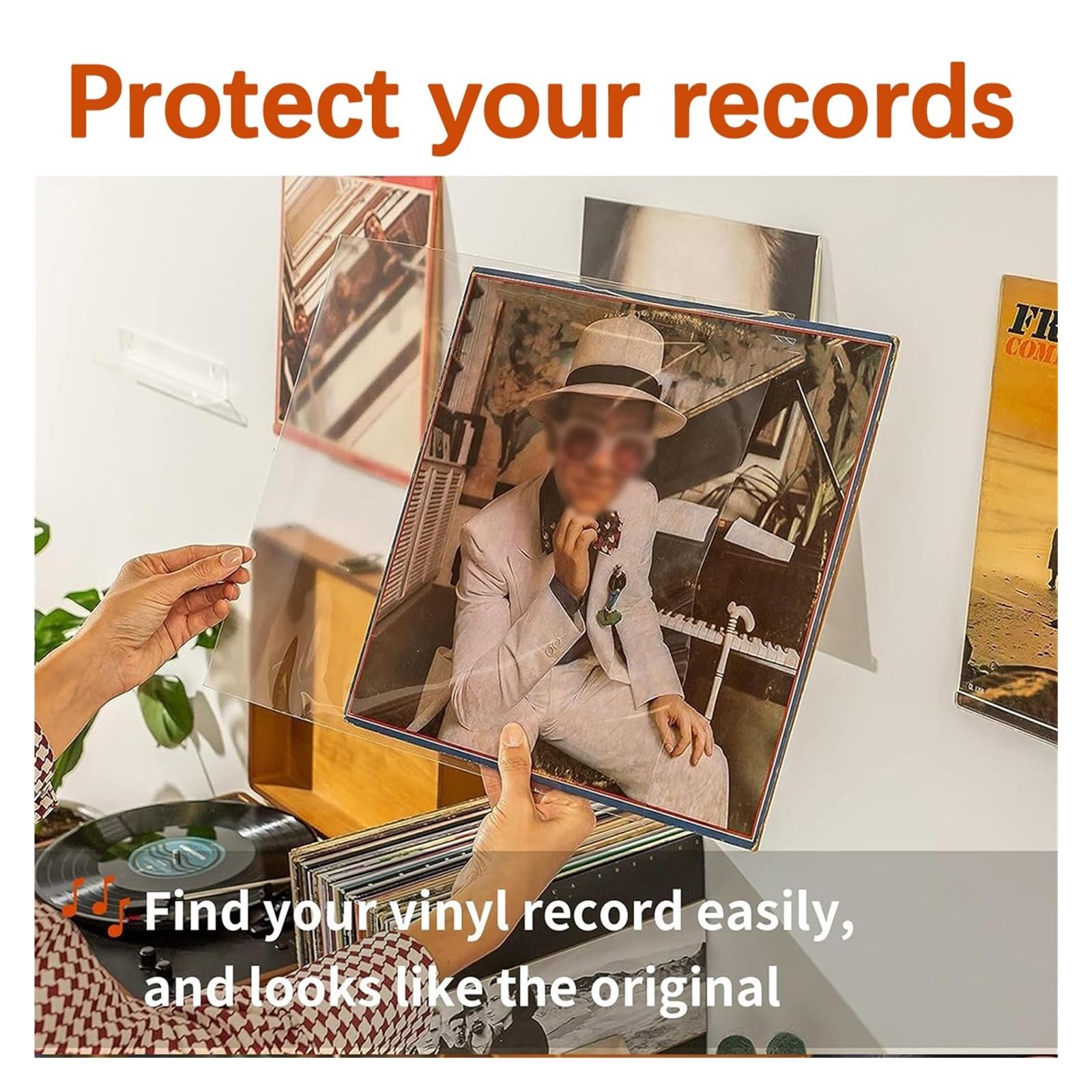 Copertine Interne per Dischi in Vinile Custodia Protettiva for Dischi in Vinile da 12 Pollici 20/50 Pezzi, Borsa Trasparente for LP Giradischi, for Aperta, 32,3 cm*32 cm(Transparent 50PCS)
